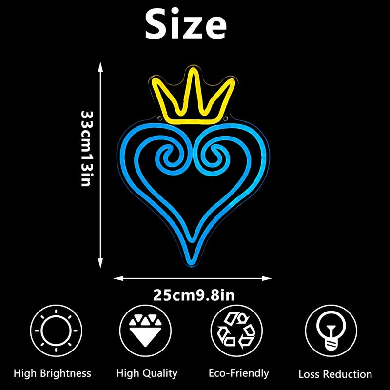 Manimo LED Kingdom and Hearts Neon Signs for Wall Decor, Anime Neon Sign, Neon Game Room Setup, USB Powered for Man Cave Game Home Party Bedroom Room Teenager Gamer Birthday Gifts(9.8 * 13in) - Image 5